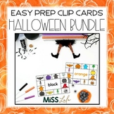 Halloween Easy Prep Clip Cards - Letters, Numbers, Colors,