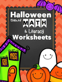 Halloween Easy Print Worksheets Math & Literacy