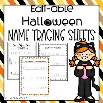 Preview of Halloween Editable Name Tracing