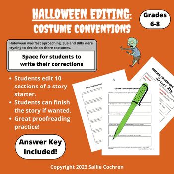 Preview of Halloween Editing: Costume Conventions (Grades 6-8)