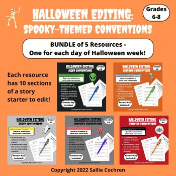 Preview of Halloween Editing: Halloween-Themed Conventions (Grades 6-8)