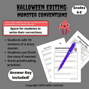Preview of Halloween Editing: Monster Conventions (Grades 6-8)