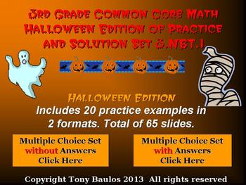 Preview of Halloween Edition 3rd Grade Math 3.NBT.1 Round To Nearest 10 or 100