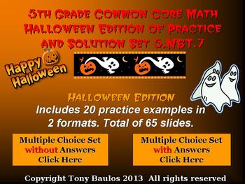 Preview of Halloween Edition 5th Grade Math 5.NBT.7 Add, Subtract, Multiply Divide Decimals