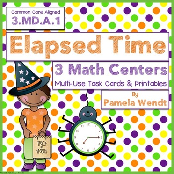 Preview of Halloween Elapsed Time Multi-Use Task Cards and Printables