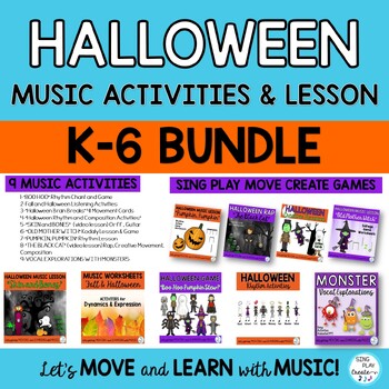 Preview of Halloween ElementaryMusic Activities Bundle of Music Activities K-6