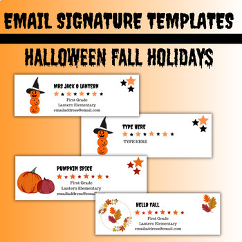 Preview of Halloween Email Signature Templates Editable on Canva Fall Autumn