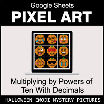 Preview of Halloween Emoji - Multiplying by Powers of Ten With Decimals - Google Sheets