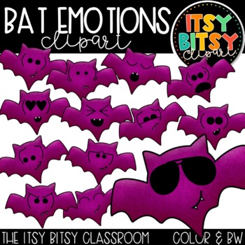 Preview of Halloween Clipart Emotion Bat Faces for Social Emotional Learning