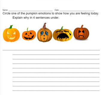 Preview of Halloween Emotions Writing Prompt