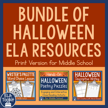 Preview of Halloween English Language Arts Resources for Middle School Reading and Writing