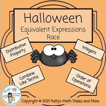 Preview of Halloween Equivalent Expressions Race Activity - Digital  and Printable Game