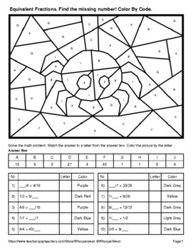 equivalent fractions worksheet coloring pages