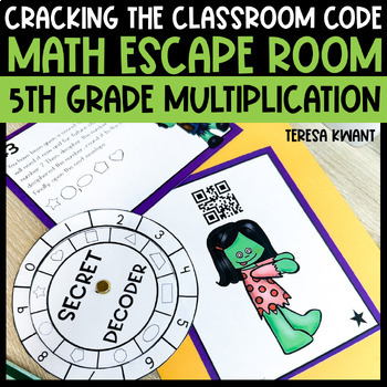 Preview of Halloween Escape Room 5th Grade Math Game and Activity | Multiplication