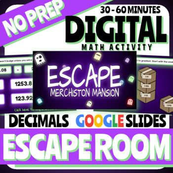 Preview of Haunted Mansion Escape Room - Add & Subtract Decimals - Digital Math Activity