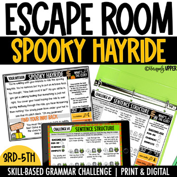 Preview of Halloween Escape Room | Grammar | Digital and Printable