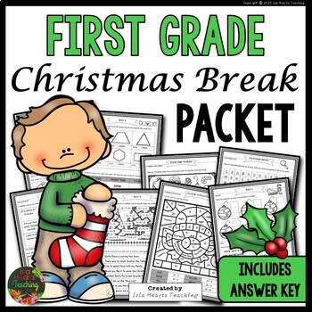 Preview of Christmas Packet: First Grade Christmas Break Packet Homework Review Pages