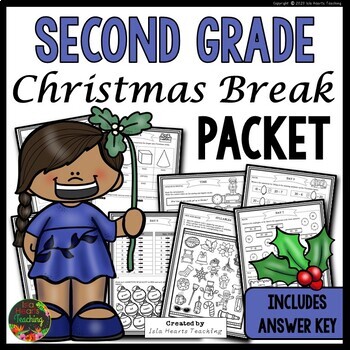 Preview of Christmas Packet: Second Grade Christmas Break Packet Homework Review Pages