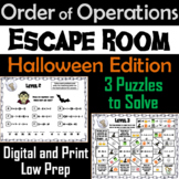 Halloween Escape Room Math: Order of Operations Game (4th 5th 6th 7th Grade)
