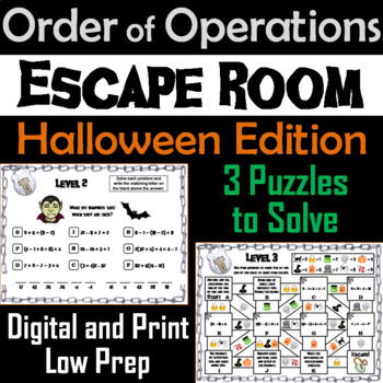 Preview of Halloween Escape Room Math: Order of Operations Game (4th 5th 6th 7th Grade)