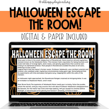 Preview of Halloween Escape The Room | Halloween Activity | Academic Escape The Room