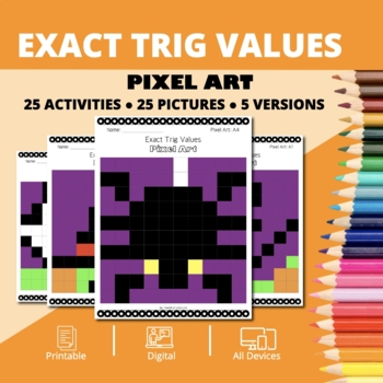 Preview of Halloween: Exact Trig Values Pixel Art Activity