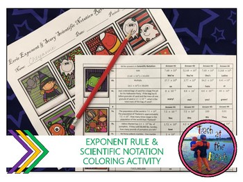 Preview of Halloween Exponent Rules & Scientific Notation Activity