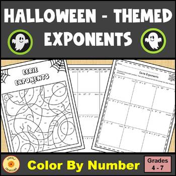 Preview of Halloween Exponents Adding and Subtracting Color By Number Worksheet