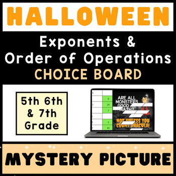 Preview of Exponents & Order of Operations ⭐ HALLOWEEN ⭐ Math Mystery Digital Choice Board