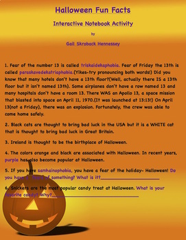 Preview of Halloween FREEBIE(Possible Interactive Notebook Activity)