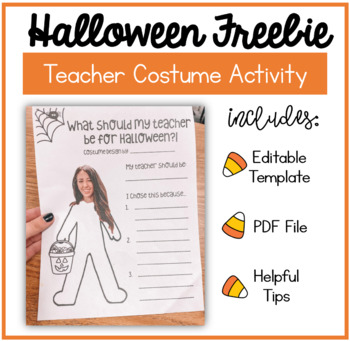 Preview of Halloween FREEBIE! Teacher Costume Activity Template