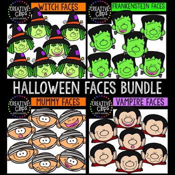 Preview of Halloween Faces Bundle {Halloween Clipart}