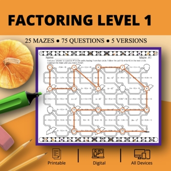 Preview of Halloween: Factoring Level 1 Maze Activity