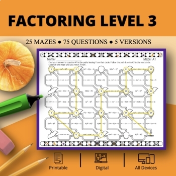 Preview of Halloween: Factoring Level 3 Maze Activity