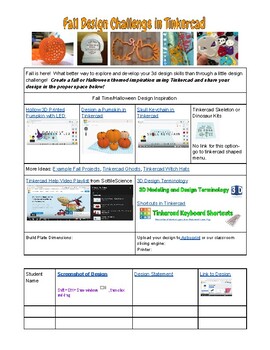 Preview of Halloween & Fall 3D Design Challenge in Tinkercad