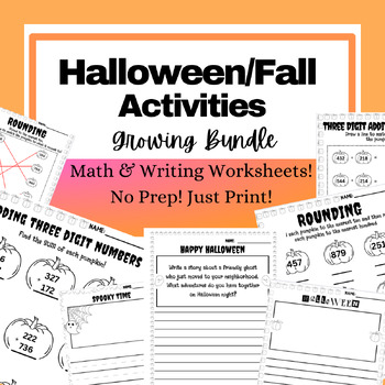 Preview of Halloween & Fall Activities Growing BUNDLE // Math & Writing!