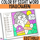 Halloween Fall Color By Sight Word Editable, High Frequenc