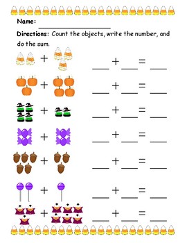 halloween fall counting writing adding and comparing objects