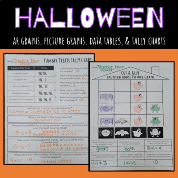 Preview of Halloween/Fall Data & Graphing: Bar Graphs, Picture Graphs, Tally Charts