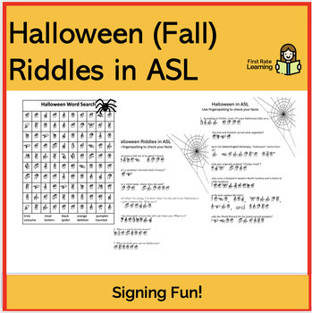 Preview of ASL Fun with Halloween (Fall) Facts and Riddles (American Sign Laguage)