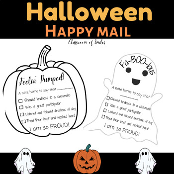 Preview of Halloween Fall Happy Mail Positive Notes Home Parent Communication Management