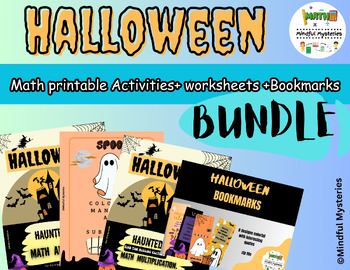 Preview of Halloween Fall math Bundle Activities, Worksheets,Mandala coloring and Bookmarks