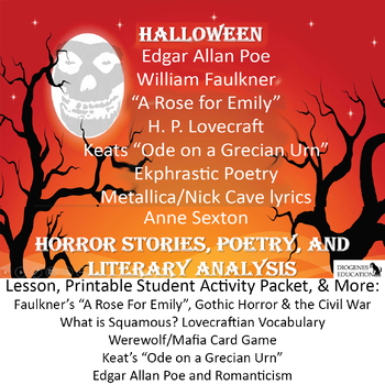 Preview of Halloween: Edgar Allan Poe, Faulkner, Lovecraft, Keats Ekphrastic Poems Werewolf