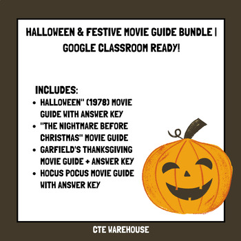 Preview of Halloween & Festive Movie Guide Bundle | Google Classroom Ready!