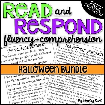 Preview of Halloween Fiction Reading Passages - Fluency & Comprehension - FREE!