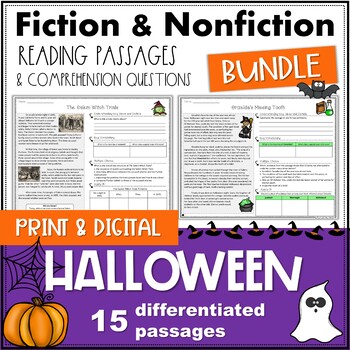 Preview of Halloween Fiction and Nonfiction Reading Passages BUNDLE