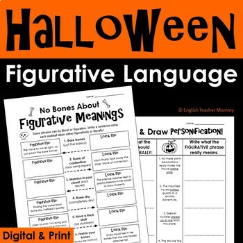 Preview of Halloween Figurative Language Activities - Printable & Digital