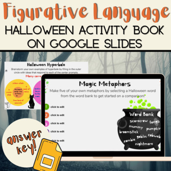 Preview of Halloween Figurative Language Activity Book for Google Slides