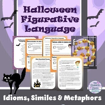 Preview of Halloween Figurative Language Activity Worksheets- Upper Grades