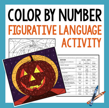 Preview of Halloween Figurative Language Pumpkin Activity : Color By Number ELA